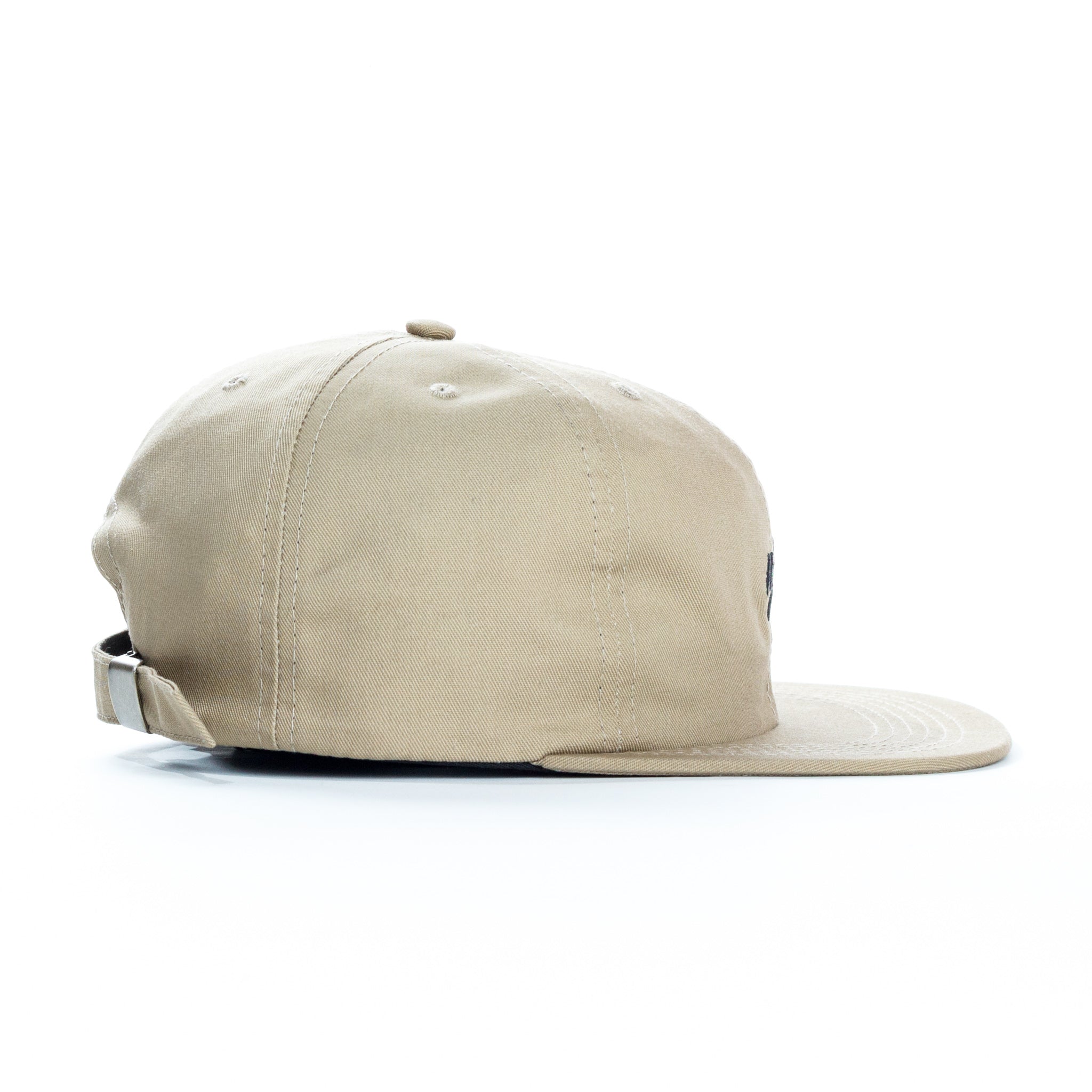 Noble Goods Co skateboard cap khaki strapback side view
